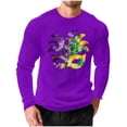 thumbnail image 1 of Mens Casual Camisetas de Manga Larga Cuello Redondo con Estampado de Carnaval, Suelto Elástico Top de Fitness para el Uso Diario, 1 of 5