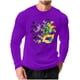 thumbnail image 1 of Mens Casual Camisetas de Manga Larga Cuello Redondo con Estampado de Carnaval, Suelto Elástico Top de Fitness para el Uso Diario, 1 of 5