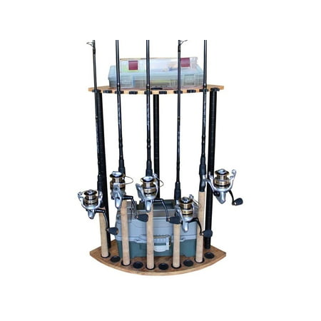 Rush Creek Creations 10 Rod Corner Rack American Cherry 15 x 15 x 27