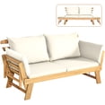 thumbnail image 2 of Costway Patio Convertible Sofa Daybed Solid Wood Adjustable Furni Thick Cushion White, 2 of 11