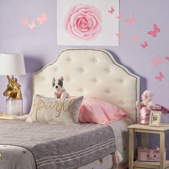 Solid Wood Twin Headboard Featuring Durable Metal Legs, Button-Tufted & Diamond-Stitched, Nailhead Accented, Modern Design