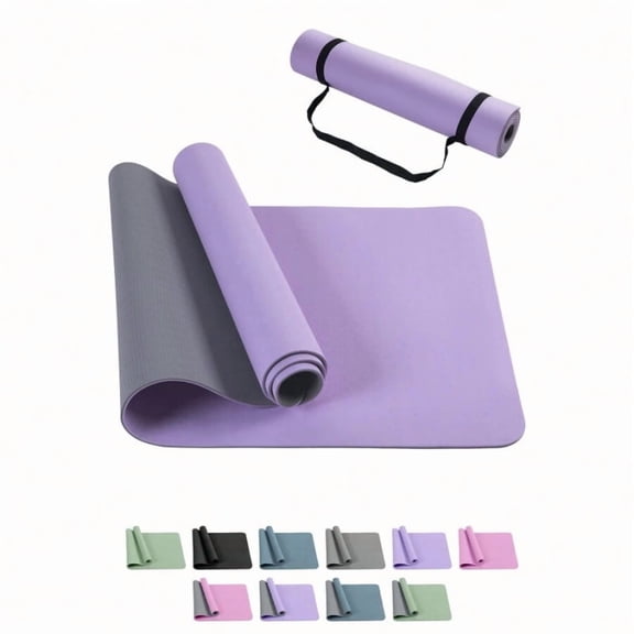 Women's Non-Slip Textured Yoga Mat, Thick 6mm Or 8mm, With Carrying Strap, Yoga Pilates Gymnastics TPE Exercise Mat (183 X 61 Cm)
