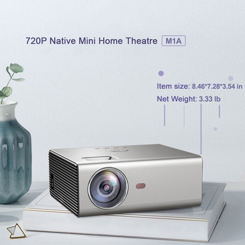 FLZEN M1A WiFi Bluetooth 720p LCD Mini Projector with HDMI Cable, Gray