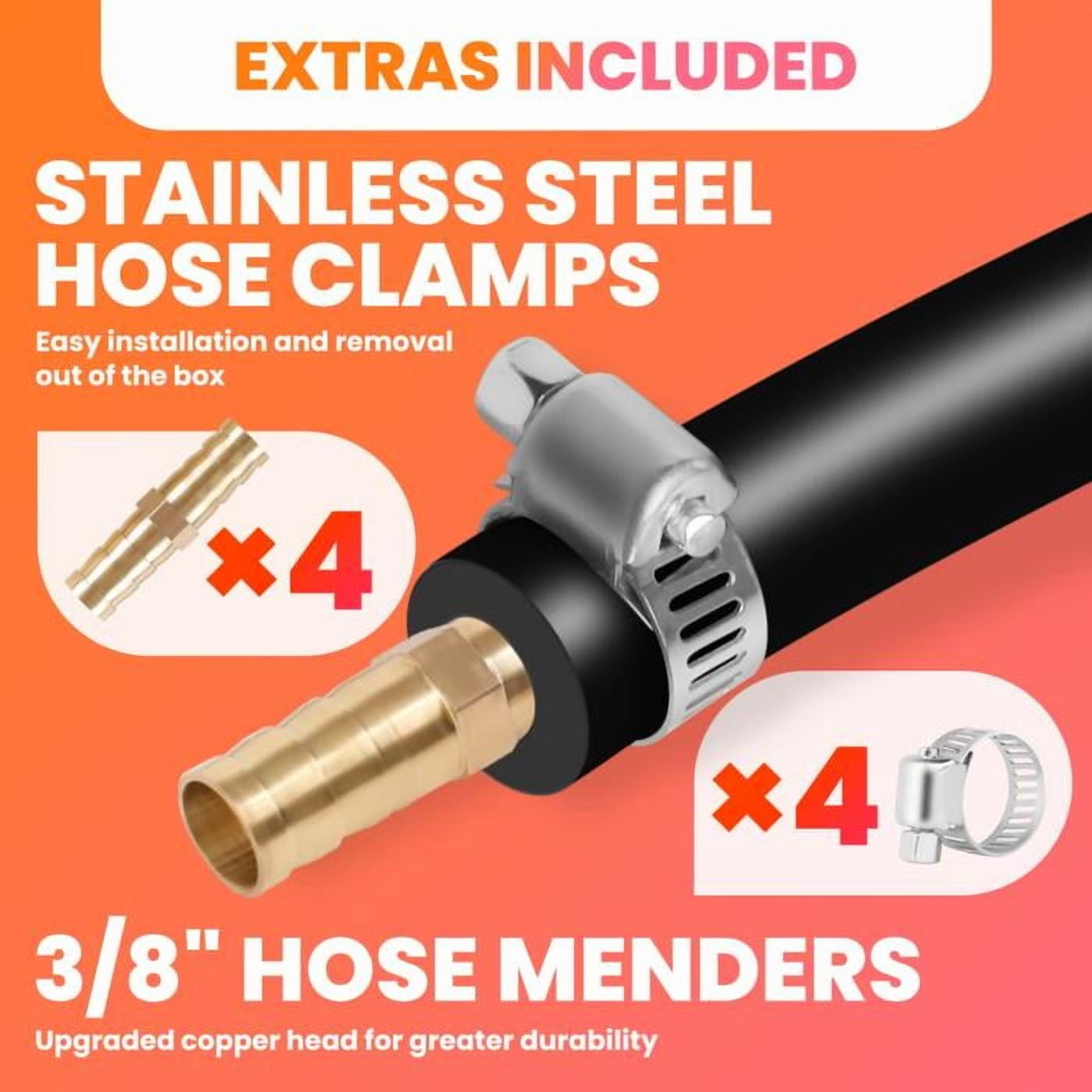 3/8 Inch Self-Sinking Aeration Hose, 656 Feet Long - With 4 Copper Connectors & 4 Stainless Steel Clamps, Used for Pond, Lake, Garden Aeration & Aquaculture Operations