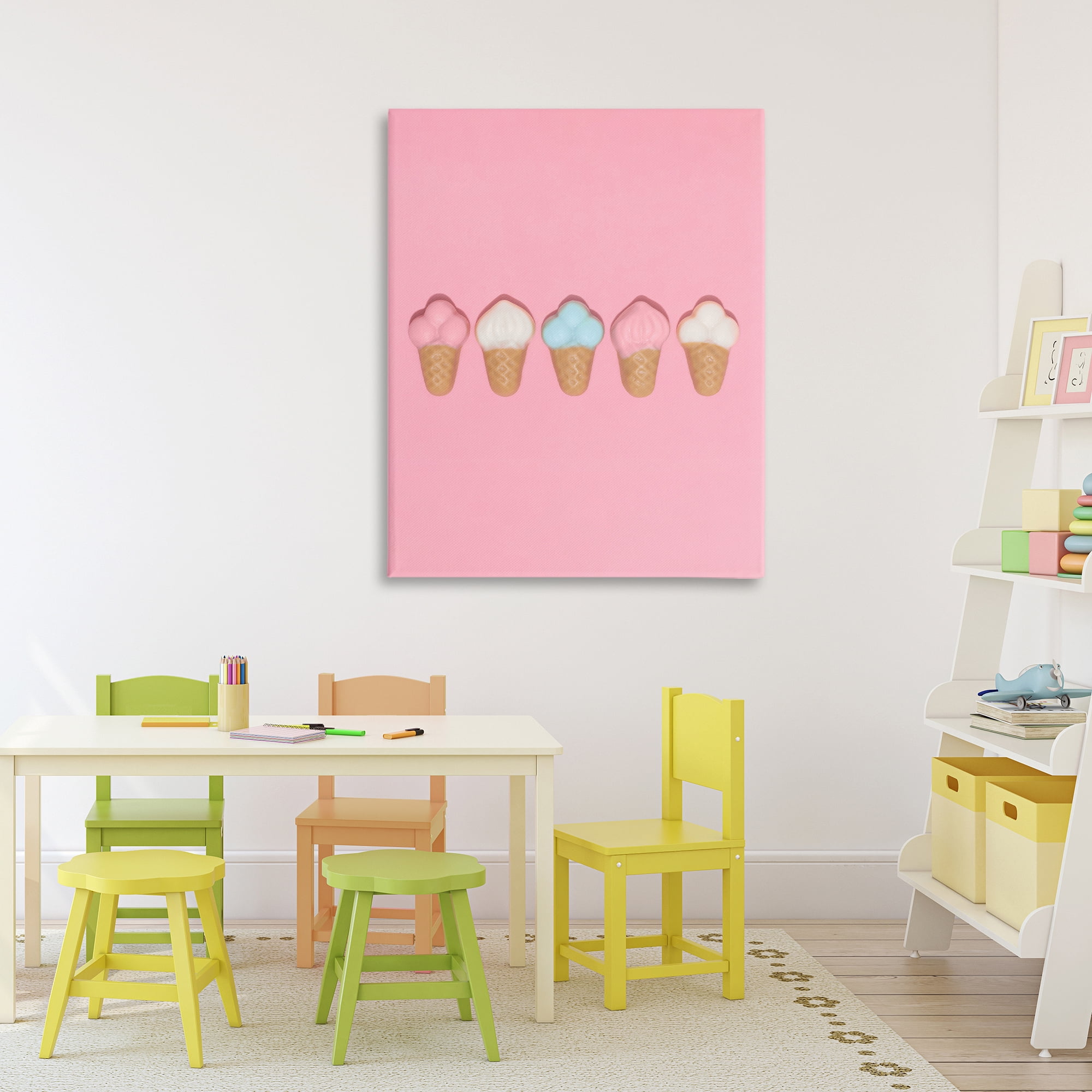 Stupell Industries Pink Ice Cream Candy Canvas Wall Art, design by LISH Creative