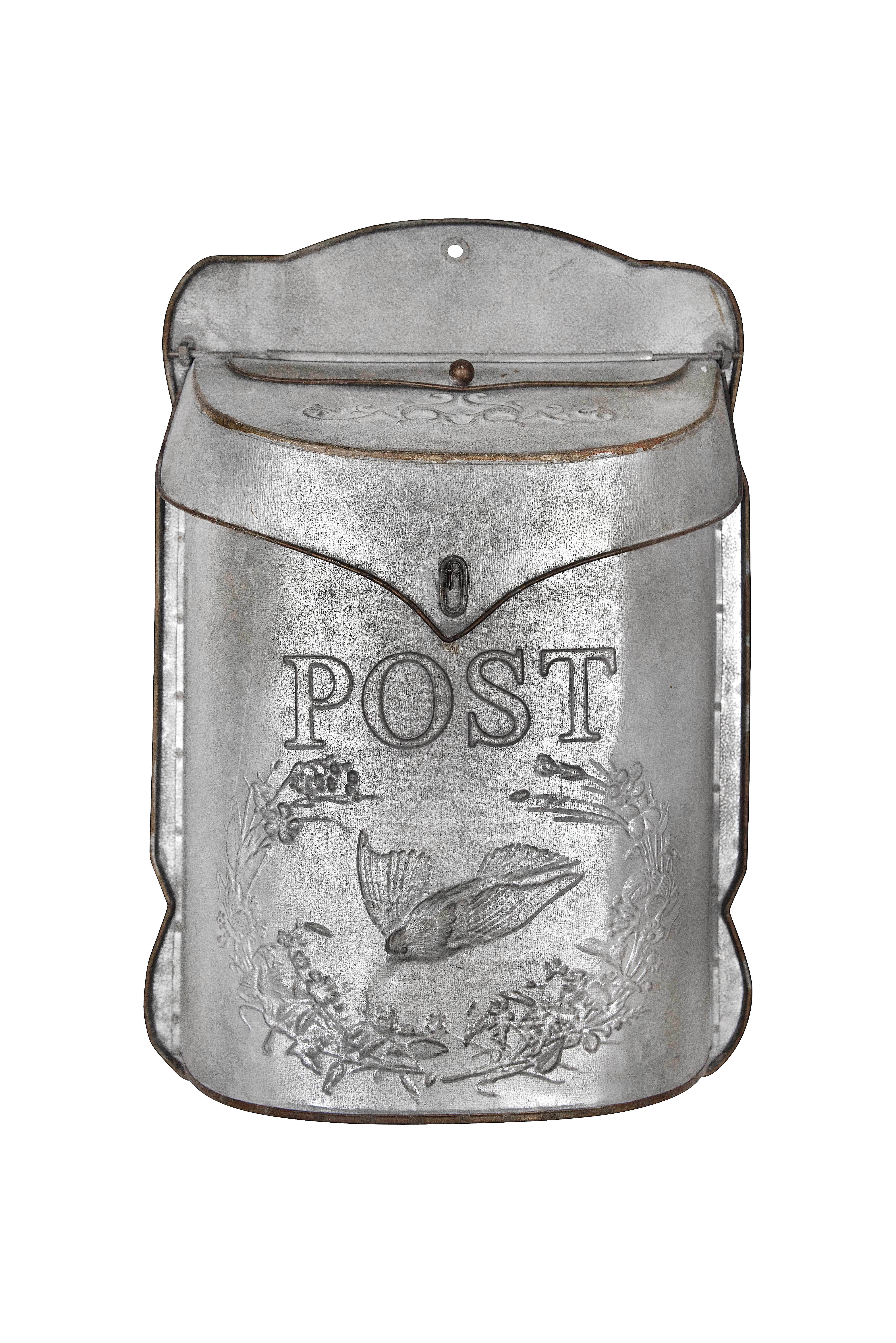 Vintage Style Metal Bird Mailbox Letter Wall Mount French Postbox Galvanized 
