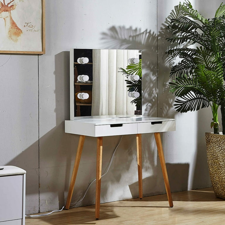 Organizedlife vanity table dressing desk with 2 makeup drawers dressing mirror with led light deals