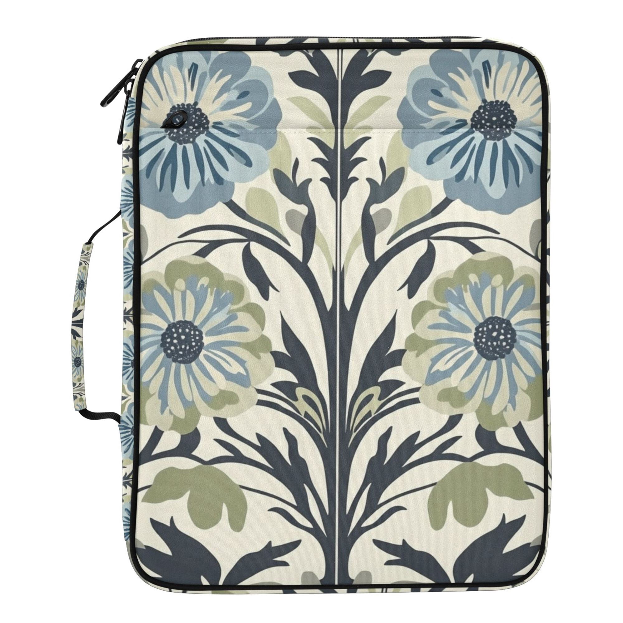 FORMRS Accordion File Folder A4 Size 7-Pocket Expanding Document Organizer Bag with 3 Ring Binder, Blue Floral Pattern