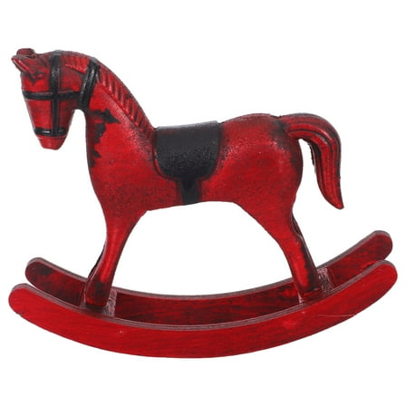 OFFIGAM Handmade Red Wood Horse Figurine Table Centerpiece Decoration