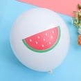 thumbnail image 3 of KAKOWELY 10 globos de látex de 12 pulgadas para fiesta hawaiana con estampado de sandía y frutas de verano, con cintas verdes para festivales, fiestas y reuniones., 3 of 4