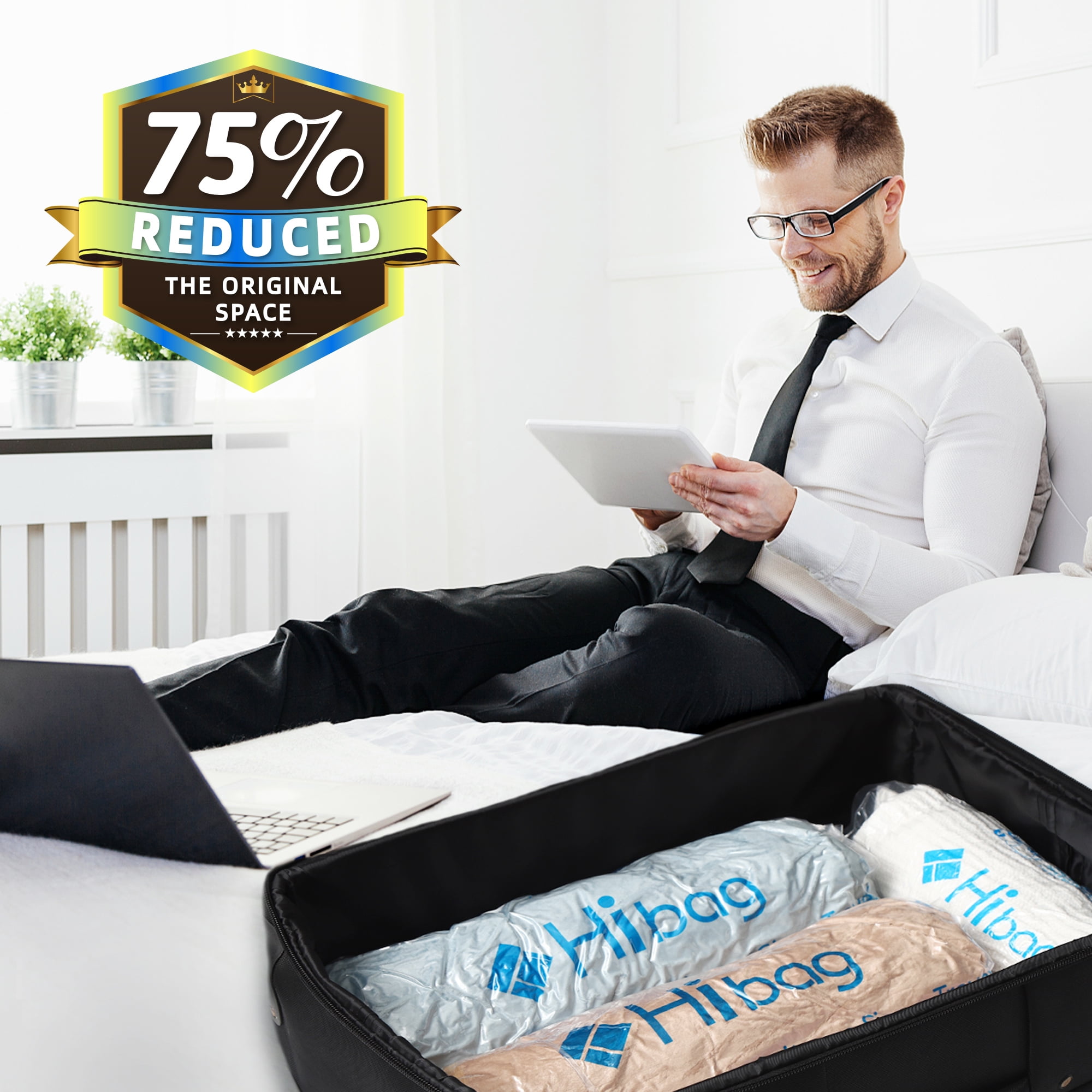 Hibag 12 Reusable Travel Compression Bags Luggage Seal Space Saver for Suitcases Clothes Storage 12 Combo Walmart