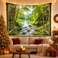 thumbnail image 3 of Floral Garden Perspective with Looking Through Weathered Wooden, Mystical Fantasy for Space Lovers, Galaxy Room Decor, Mother'S Day Gift, Tapestry Wall Hanging for Bedroom and Dorm, 3 of 7