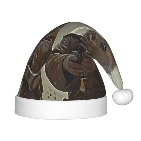 Fuzoiu Steampunk Space Mice Warriors Print Santa Hat Christmas Hat for kids,Santa Hats with Pompom, Unisex Xmas Holiday Hat for Christmas New Year Festive Party Supplies