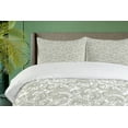 thumbnail image 4 of Ambesonne Floral Duvet Cover Sets, Damask with Ethnic, 2-King, Reseda Green White, 4 of 7