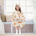 thumbnail image 7 of FORMRS Wearable Blanket Hoodie with Sleeves for Kids Cozy Flannel Sweatshirt, Beige Autumn Leaves, 7 of 7