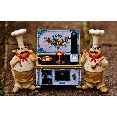 Canvas Print Kitchen Chefs Eat Stove Gourmet Food Pot Pan Stretched Canvas 10 x