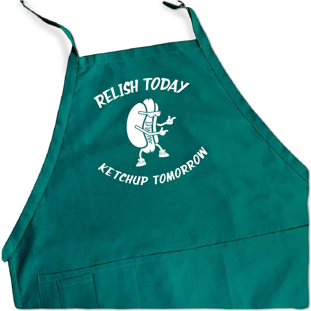 Relish Today Ketchup Tomorrow BBQ Grill Apron for Men Large One Size Fits All Apron w Adjustable Neck and Waist Ties