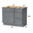 thumbnail image 6 of 39" Freestanding Bathroom Vanity Cabinet without Top in Smoky Gray, 6 of 6