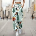 thumbnail image 2 of Women Christmas Outfit Women's Festive Holiday Christmas Tree Print Drawstring Joggers Comfortable High Waisted Casual Sweatpants With Side Pockets Green 2XL, 2 of 4