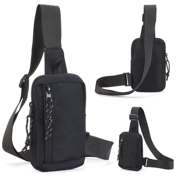 Spencer Waterproof Sling Backpack for Men Shoulder Crossbody Sling Bag Oxford Travel Chest Bags Purse, Black