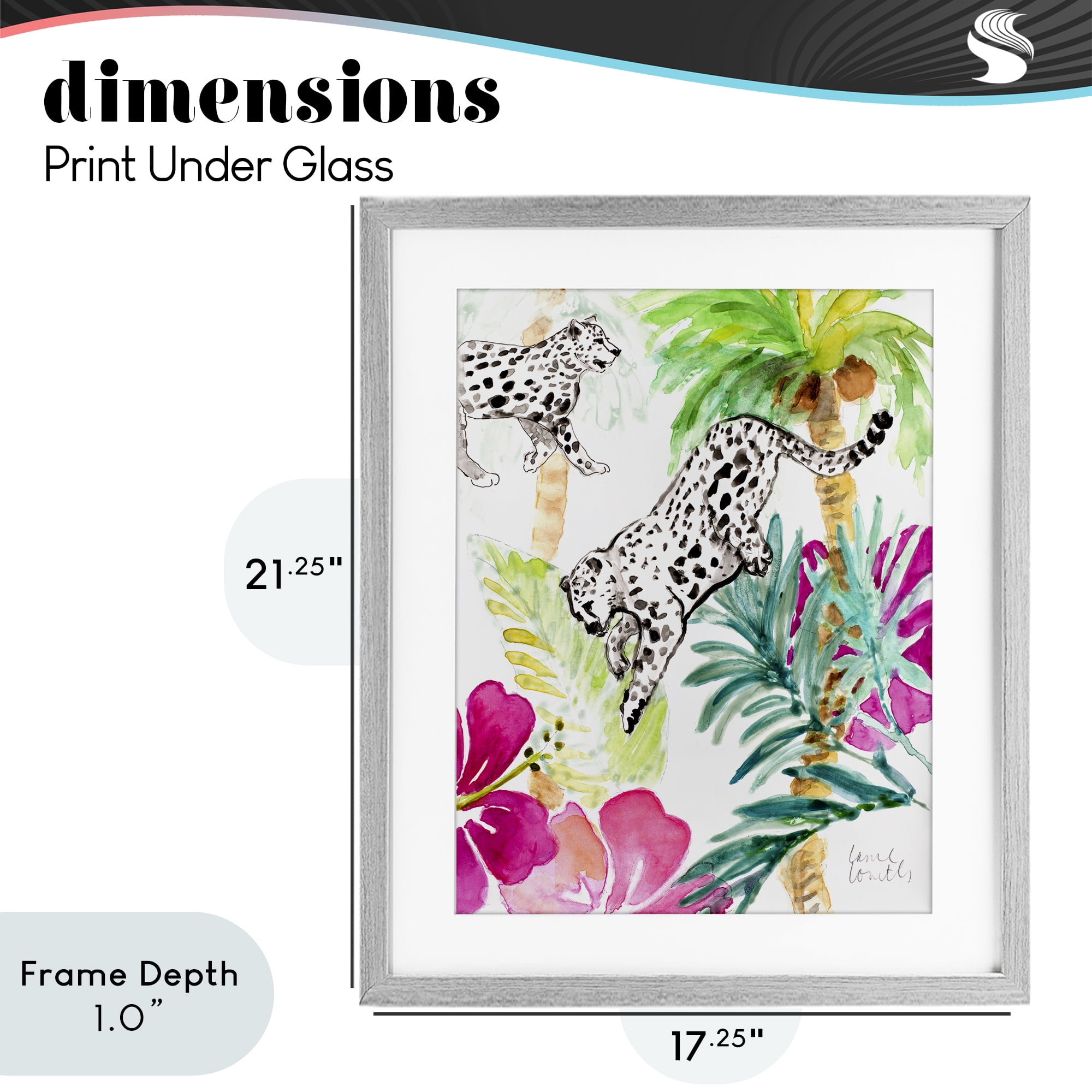 Stupell Industries Tropical Island Cheetahs Gray Framed Print Under Glass, design by Lanie Loreth