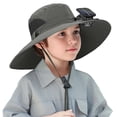 thumbnail image 5 of XUNKUSGA Wide Brim Solar Fan Hat for Boy And Girls Breathable Mesh Quick Drying Solar Fan Fishing Hat Summer UPF 50+ Sun Protection Sun Hat with Charging Cable,Green, 5 of 5