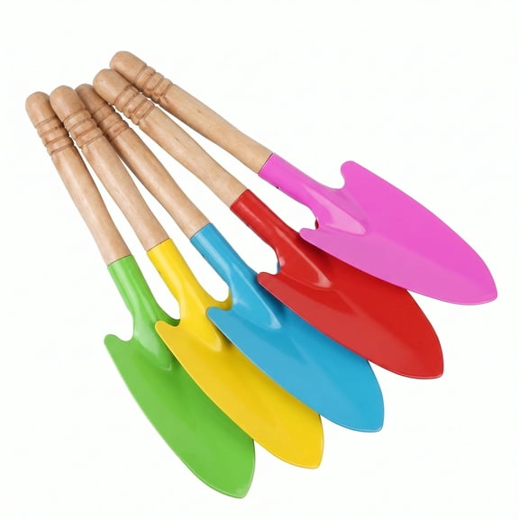 BlinkLLX 5 Pcs Mini Wooden Metal Sand Shovel Set Kids Beach Garden Digging Toys