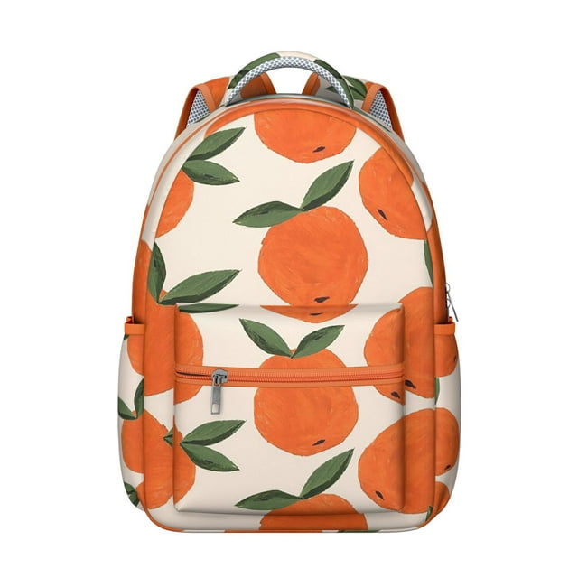 Orange Students Backpack Oranges Fruit Fresh Summer Cute Sweet School Bag with Pattern Print Design, Lightweight and Durable for Students