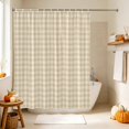 thumbnail image 4 of Cream Plaid Shower Curtain, Waterproof Shower Curtains for Bathroom, Gingham Checked Minimalist Modern Washable Fabric Bathtub Curtain Set Bath Decor with 12 Hooks 48"x72", 4 of 8