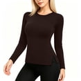 thumbnail image 4 of Nugftut Womens Thermal Tops Fleece Crew Neck Thermal Shirts Long Sleeve Hem Slit Warm Cold Weather Winter Thermal Tops, 4 of 9