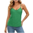 thumbnail image 2 of Yourumao Eyelet Camisole Tops for Women V Neck Adjustable Spaghetti Straps Tank Top Sleeveless Loose Casual Tunics for Summer Dailywear, 2 of 8