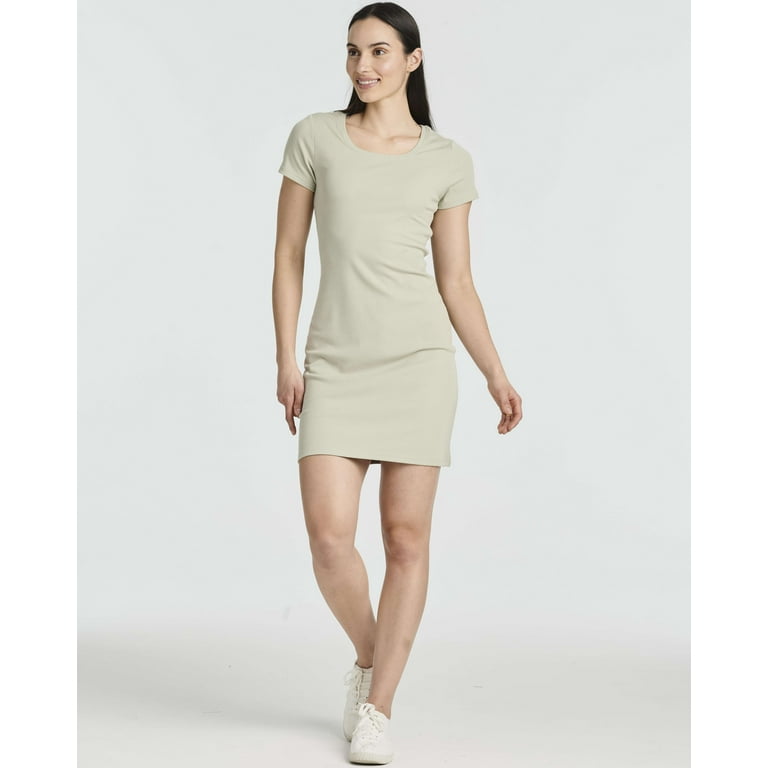 3 Pack: Women's Mini Short Sleeve Ribbed Scoop Neck Casual T-Shirt Bodycon Dress 3 Pack: Women's Mini Short Sleeve Ribbed Scoop Neck Casual T-Shirt Bodycon Dress