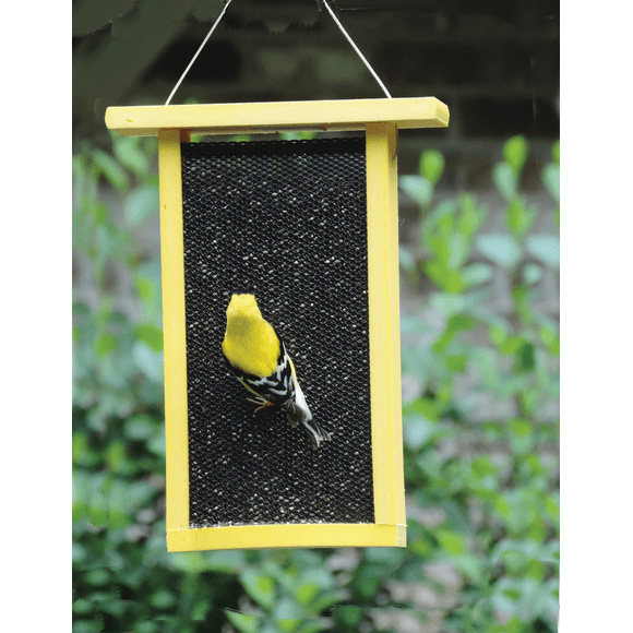 Recycled Tall Finch Feeder Yellow
