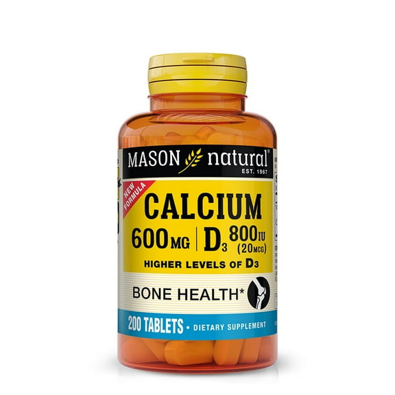 Mason Natural Calcium and D3 Supports Bone Health, 200 Tablets