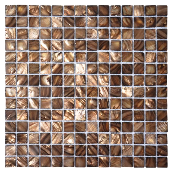 Art3d Square Coffee Brown with Seams 12 in. x 12 in. Mother of Pearl Tile (1-Pack)