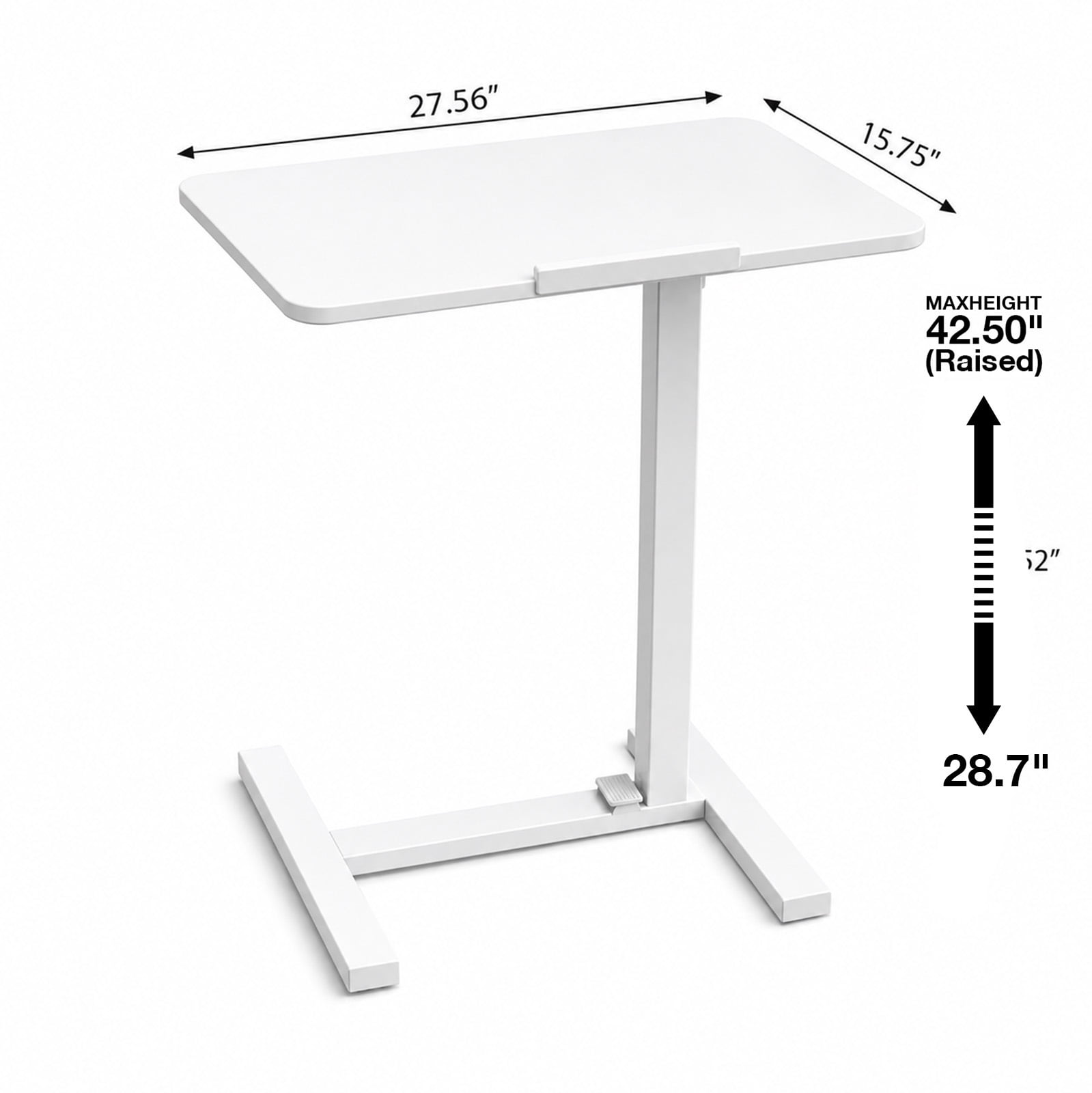 Alvantor Adjustable Bedside Table with Wheels, Overbed Table Portable Standing Cart & Laptop Desk with Adjustable Height and Inclination, Suitable for Bed, Couch, Wheelchair