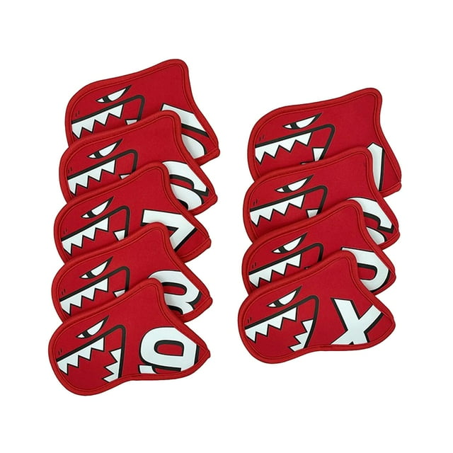 pitrice 9Pcs Golf Iron Covers Set Outdoor Sports Wear Resistant Golf Club Headcovers Light Green Red 14x10cm