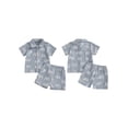 thumbnail image 2 of BemeyourBBs Toddler Baby Boy Summer Clothes Baby Boy Cotton 2 Piece Outfit Dinosaur Bus Lobster Print Short Sleeve Button Down Shirt with Elastic Waist Shorts Set Toddler Boys Summer Outfit, 2 of 9
