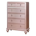 thumbnail image 2 of Benjara Five Drawers Contemporary Solid Wood Chest With Mirror Accent- Pink, 2 of 12