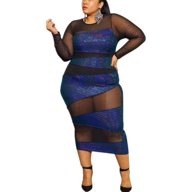 HOTGIRL Robes Transparentes Grande Taille pour Femmes Aguichant Boîte de Nuitwear Robe Maxi en Maille Transparente Dos Nu
