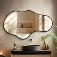 thumbnail image 3 of Bathroom Mirrors Wall Mirror Decorative 26"x 43" Asymmetrical Abstract Aviation Aluminum Frame Unique, Black, 3 of 8