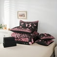 thumbnail image 5 of Homewish Initial P Letter Bedding Comforter Set 7pcs, Black Pink Sequin Print Queen Bedding Sets, Romantic Butterfly Animal Reversible Queen Sheet Sets, Microfiber Bedroom Decor, 5 of 7