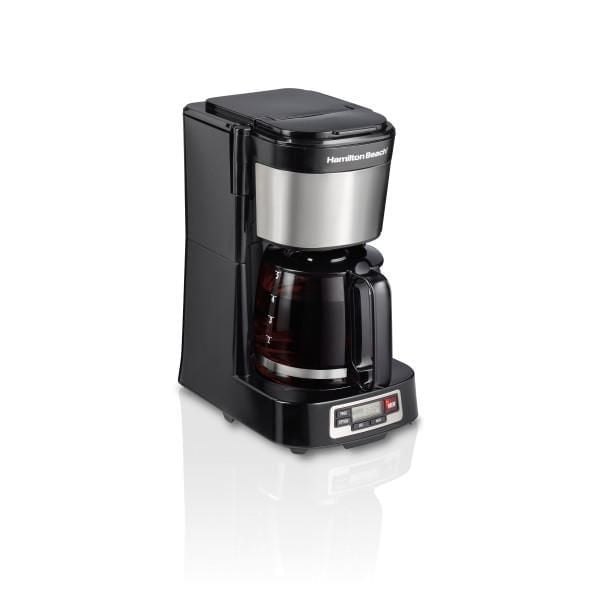 Hamilton Beach 5 Cup Compact Coffee Maker with Programmable Clock & Glass Carafe