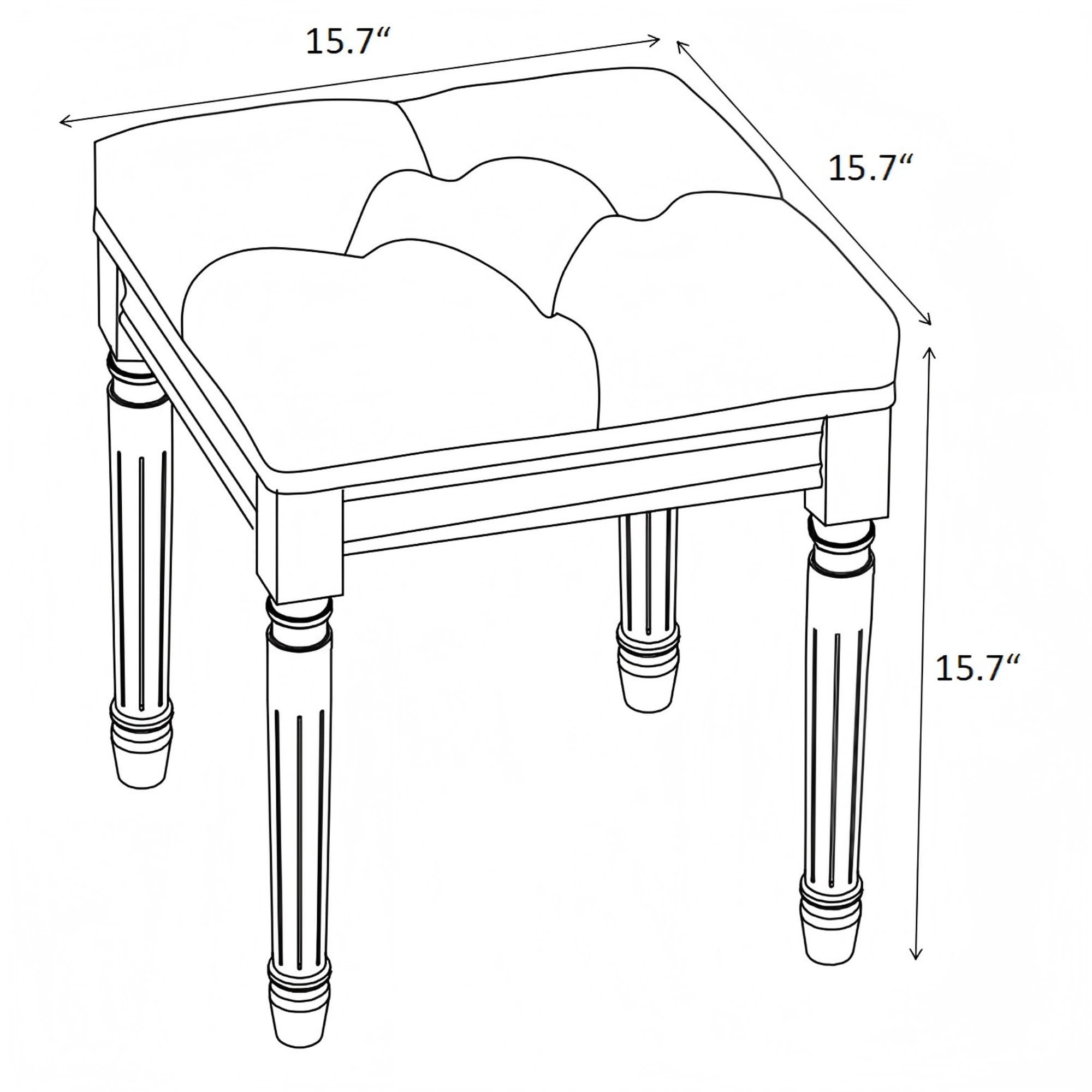 MAYEERTY Tufted Linen Vanity Stool, Square Upholstered End of Bed Bench Entryway Foot Stool for Bedroom Bathroom