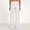 thumbnail image 4 of Womens Straight Leg Linen Style Pants, Drawstring Waist Loose Fit Casual Summer Beach Trousers with Pockets White S, 4 of 4