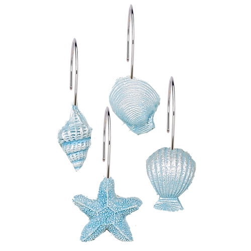 "South Beach" Resin Shower Curtain Hooks in Blue