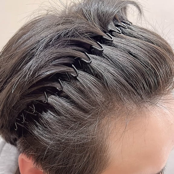 SEWCHICS 5Pcs Elastic Black Hair Headband for Easy Slicked-Back Hair Styling and Sports Use