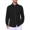 thumbnail image 4 of Men's Casual Chest Pocket Long Sleeve Button Down Outdoor Denim Shirt L Black, 4 of 6