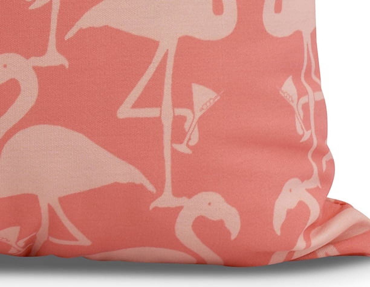 Simply Daisy, 18" x 18" Flamingo Heart Martini , Animal Print Outdoor Pillow, Coral