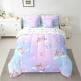 thumbnail image 2 of Manfei Unicorn 7-Piece Twin Bedding Sets,Cartoon Animal Bedding Comforter Set,Pink Blue Ombre Sheet Sets For Girls,Ultra Soft Home Decor Reversible, 2 of 8